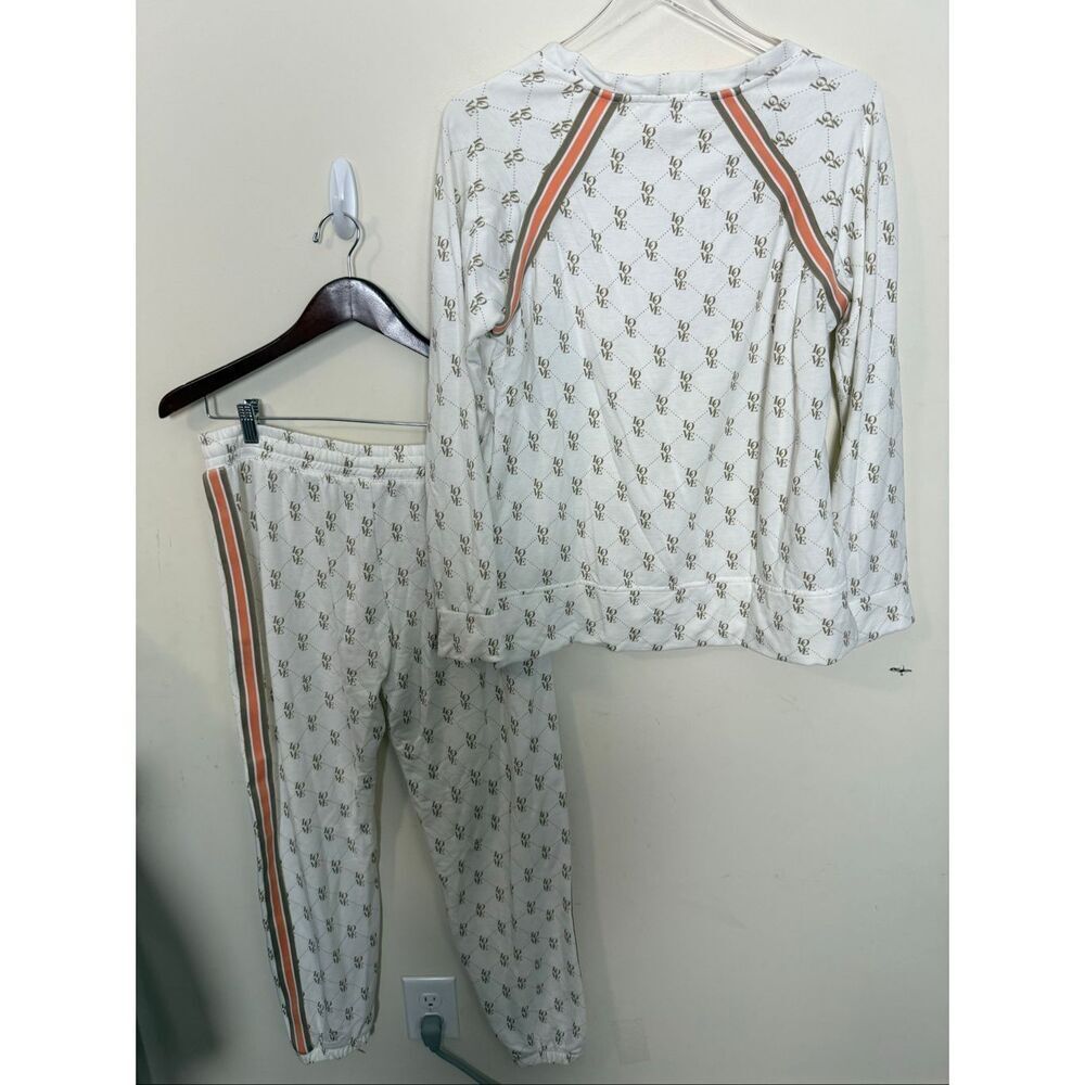 PJ Salvage Love Print Lounge Set Womens Medium Matching Pajamas Cozy Chic - Picture 7 of 7